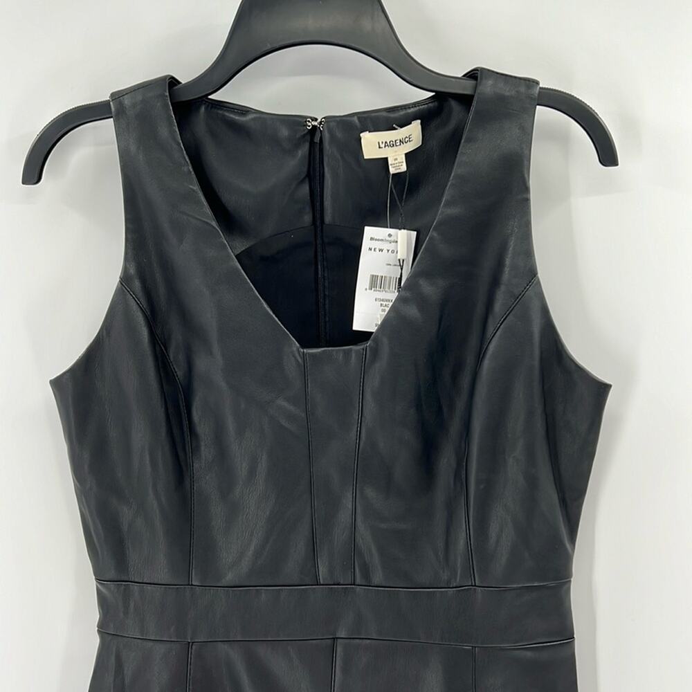 L'AGENCE Women's Franci Leather Ponte Dress - Black - 00 - New with tags